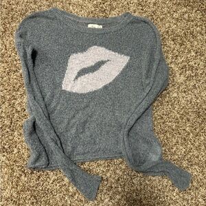 Hollister Heather Gray and Cream Knit Top